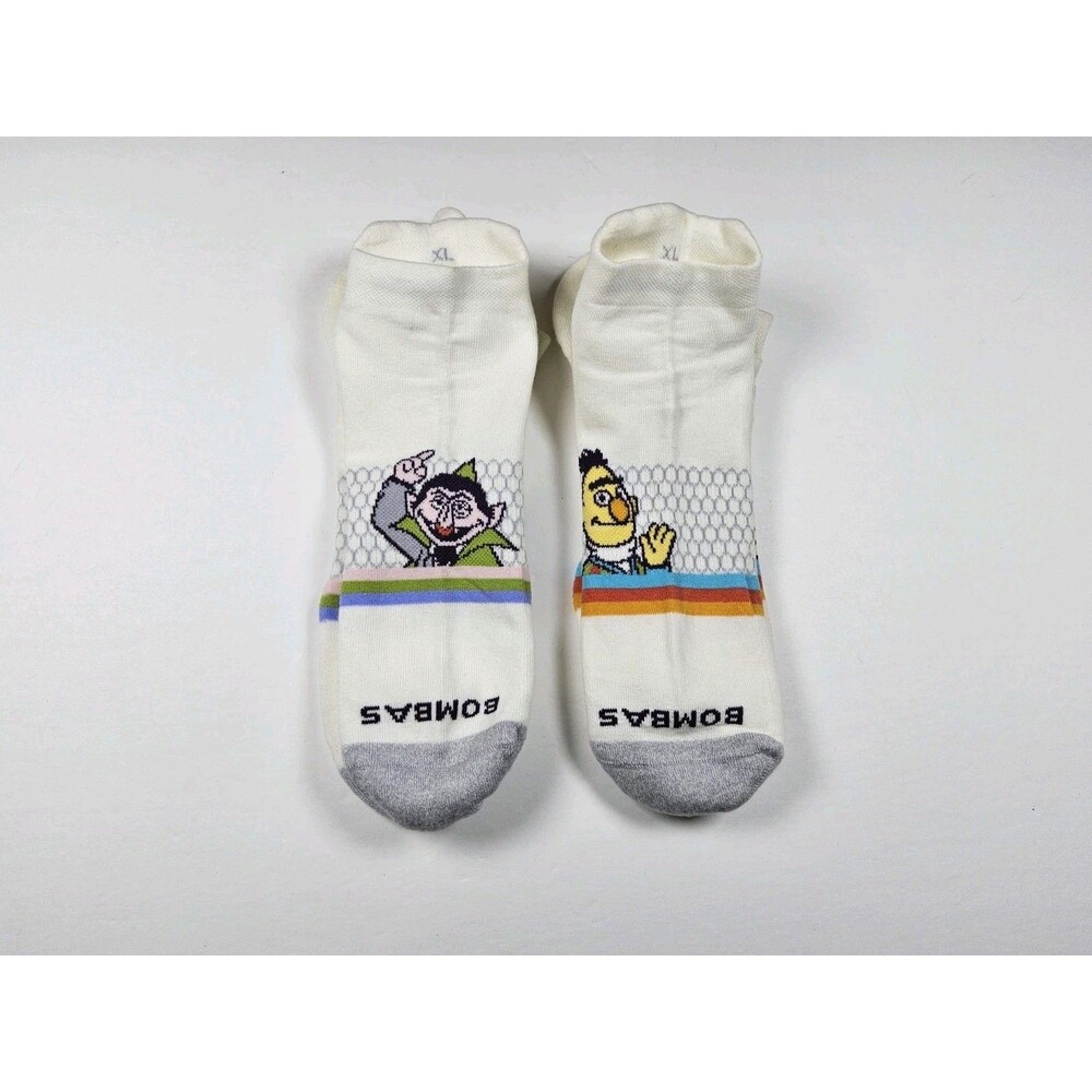 Bombas Sesame Street Burt Count Athletic Ankle Socks Lot Of 2 Pairs Size XL